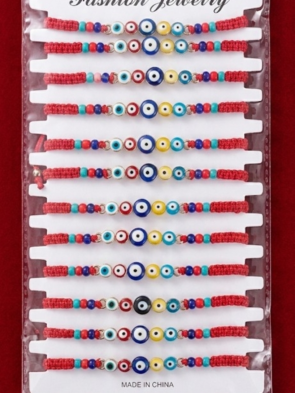 Red Beaded Evil Eye Friendship Bracelet Set - Fashion Jewelry